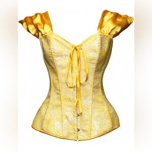 Yellow Corset Top with Ruffled Sleeves